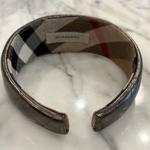 Burberry leather quilted bronze headband